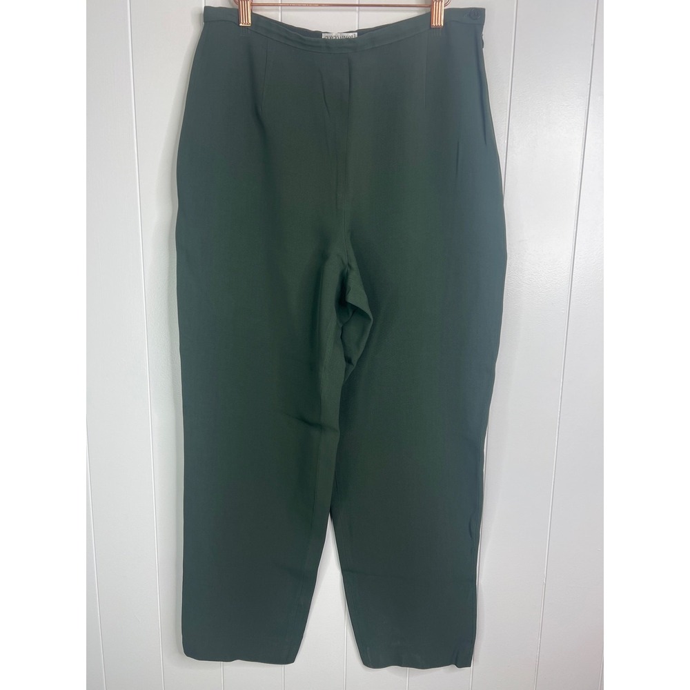 Giorgio Armani Forest Green Flat Front Side Zipper Women's Dress Pants Size‎ 12